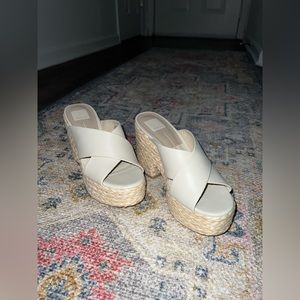 Dolce Vita Eloris Ivory Stella Platform Heel Sandals Raffia